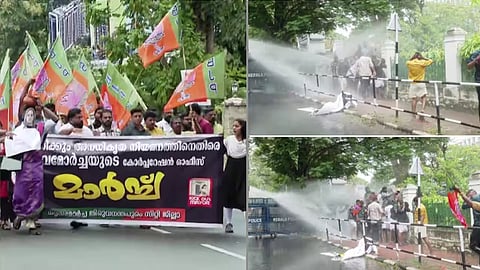 yuvamorcha march in thiruvananthapuram corporation office clash