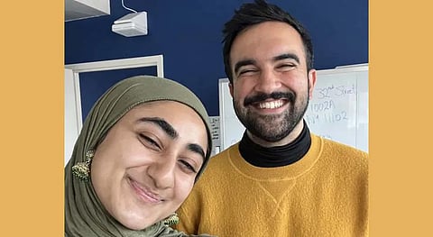 Hadeekha Malik shared a profile picture with Mamdani on LinkedIn.