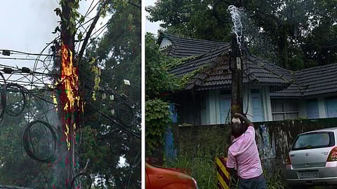 Fire electric post Angamaly