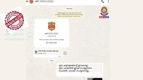 MVD fraud message as apk file, alert by police