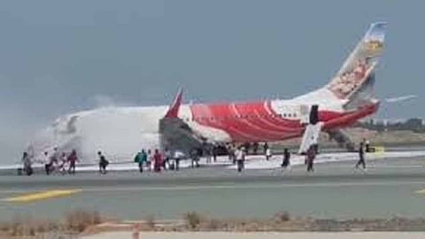 Plane catches fire soon after landing at Delhi airport