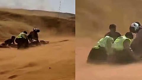 Bike accident in the desert: Sharjah Police rescues young man by air