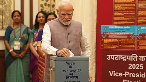 Vice President election being pm modi casts first vote