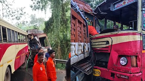 ksrtc bus lorry accident