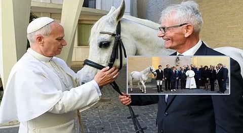 When the owner of the Michalski Stud Farm, Andrzej Michalski, presented the Pope with a pearly white Arabian horse named Proton