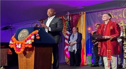 New York City Mayor Eric Adams celebrates Diwali