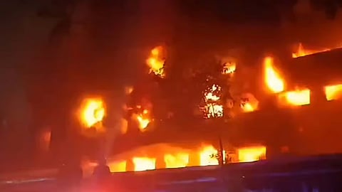 massive blaze erupts at dyeing company in bhiwandi