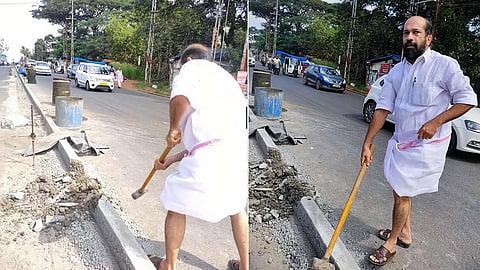 case filed against anil akkara for smashing divider in thrissur