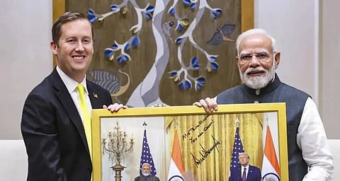 US Ambassador to India Sergio Gore and Prime Minister Narendra Modi