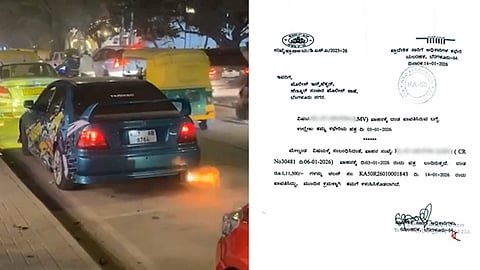 malayali modified car silencer shoot flames, one lakh fine