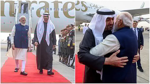  UAE President arrives in Delhi, receives Modi with a hug