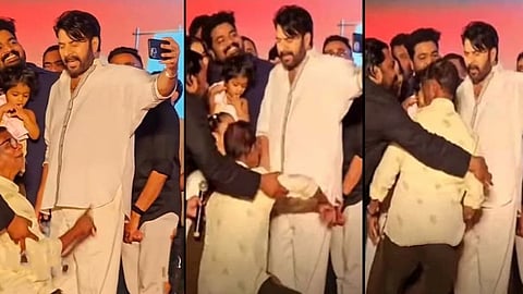 mammootty selfie with indrans get criticism movie promotion 