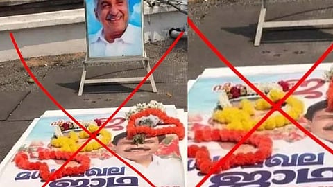 Jose K. Mani's poster at Oommen Chandy's grave