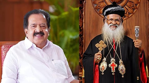 congress leader ramesh chennithala visit orthadox head quarters kottayam