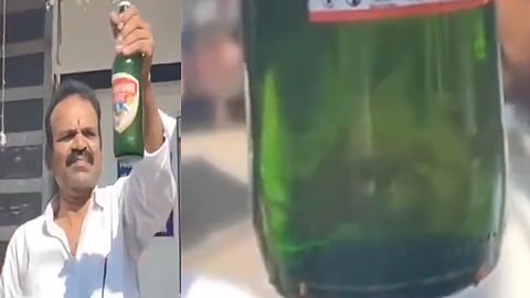 Live fish in sealed beer bottle