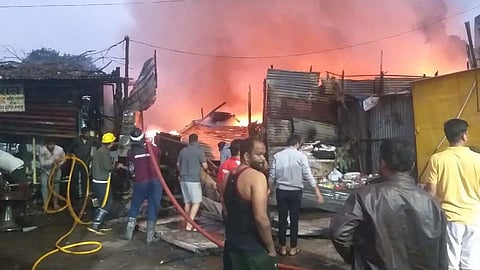 Fire breaks out at a grocery store in Ernakulam
