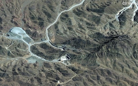This handout satellite image courtesy of Vantor shows an overview of the Pickaxe Mountain tunnel complex adjacent to the Natanz Nuclear Facility near Natanz, Isfahan province, in central Iran on March 7, 2026. 