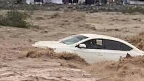 Car washed away in a ravine: Fujairah Police bravely rescue driver