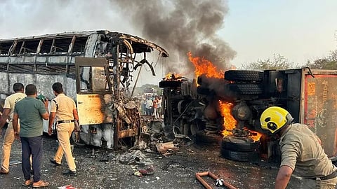 12 people burnt to death after bus catches fire in Andhra Pradesh