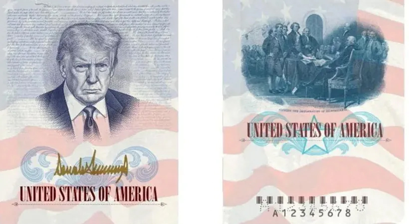 Trump's signature US currency, Trump's picture passport