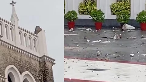  Lightning strikes concrete stupa of church in Kothamangalam, collapses