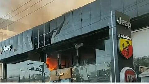 Luxury car showroom gutted in fire in Kerala's Thrissur