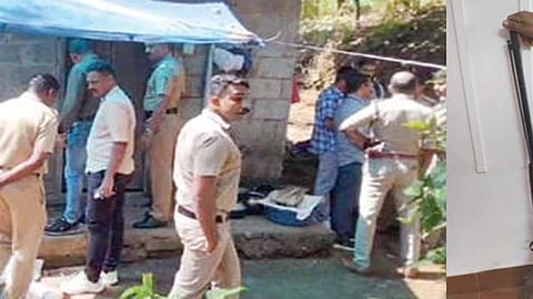 Police inspects Sunny Thomas Palakkal's home for the bullet marks on the door