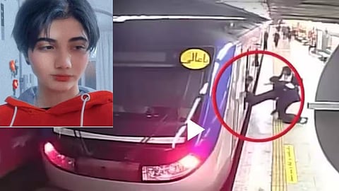 Armita Geravand (inset) and her metro incident that led to her death