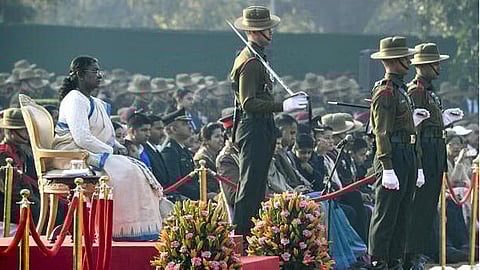 The change of guard ceremony at Rashtrapati Bhavan in the new format