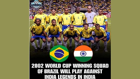Brazil's legendary 2002 FIFA World Cup-winning squad—including Ronaldinho, Cafu, Rivaldo, and Coach Dunga