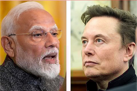  Prime Minister Narendra Modi (L) spoke to Elon Musk (R)