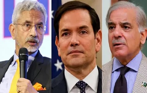US Secretary of State Rubio speaks with EAM Jaishankar (L), Pak PM Sharif (R)