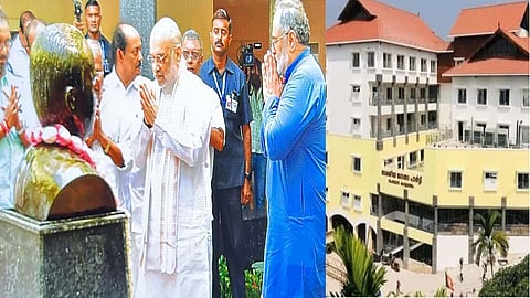 The BJP office building on the right