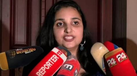 Actress Rini Ann George speaks to TV channels.