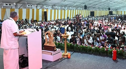 Kerala Chief Minister Pinarayi Vijayan addresses Global Ayyappa Sangamam held at Pamba.