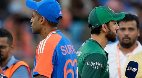 Indian skipper Suryakumar Yadav and Pakistan skipper Salman Agha at the toss.