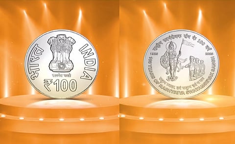 PM unveils Rs 100 coin, stamp at RSS centenary