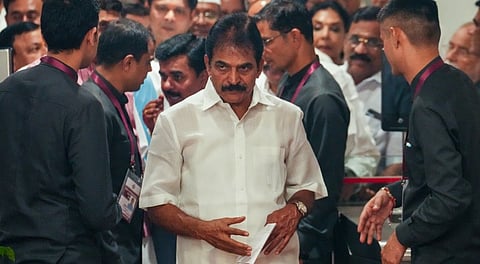 Congress MP KC Venugopal during voting in the Vice-Presidential elections, at the Parliament premises, in New Delhi, Tuesday, Sept. 9, 2025.