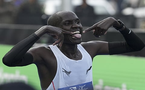  Kenya's Alex Matata,  who clinched the men’s title in the Vedanta Delhi Half Marathon on Sunday, 