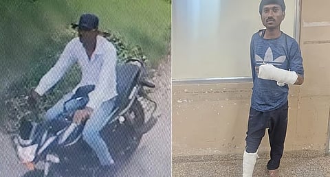 Akil Khan at the crime scene and on arrest.