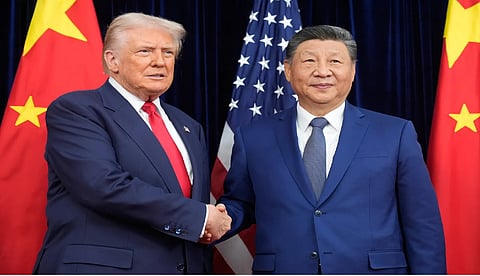 President Donald Trump met face-to-face with Chinese leader Xi Jinping on Thursday, a chance for the leaders of the world's two largest economies to stabilise relations after months of turmoil over trade issues.