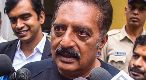Actor Prakash Raj speaks with the media after appearing before the Enforcement Directorate for questioning in a money laundering case linked to illegal online betting and gambling, in Hyderabad, Wednesday, July 30, 2025.