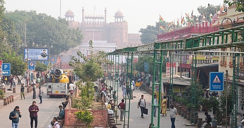 People near the Red Fort amid heightened security in the wake of a blast, in New Delhi, Thursday, Nov. 13, 2025.