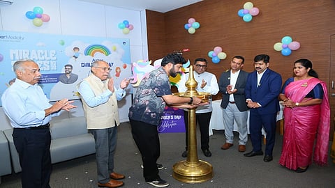 Renowned Film Actor and Producer Sharaf U Dheen inaugurating the Children's Day Celebrations at Aster Medcity by lighting lamp.