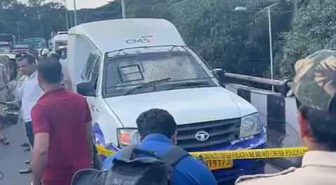 The cash van involved in the Bengaluru heist incident.