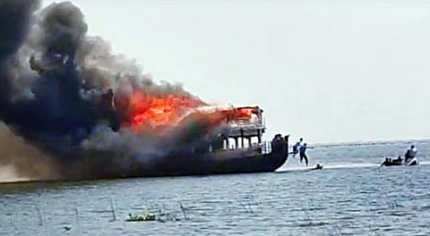 Houseboat fire