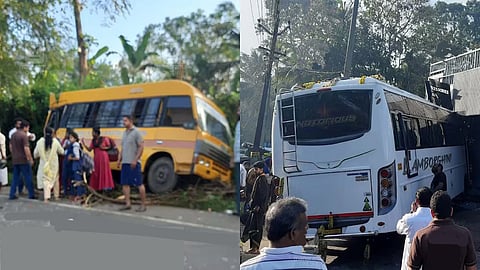 Pilgrims'' bus hits school bus in Kottayam