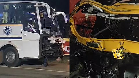 Three people died after the autorickshaw in which they were travelling collided with a bus at Anchal in the wee hours of Thursday, police said.