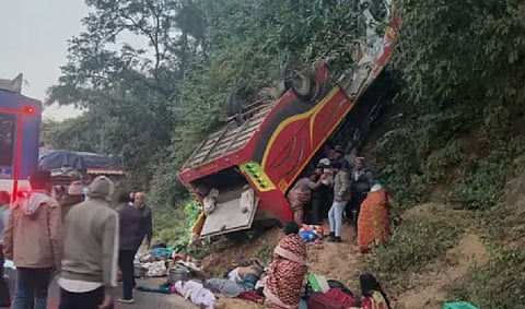 bus falls off ghat road in Andhra Pradesh