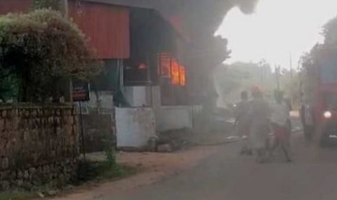 A fire broke out at a plastic recycling plant in Thalassery.